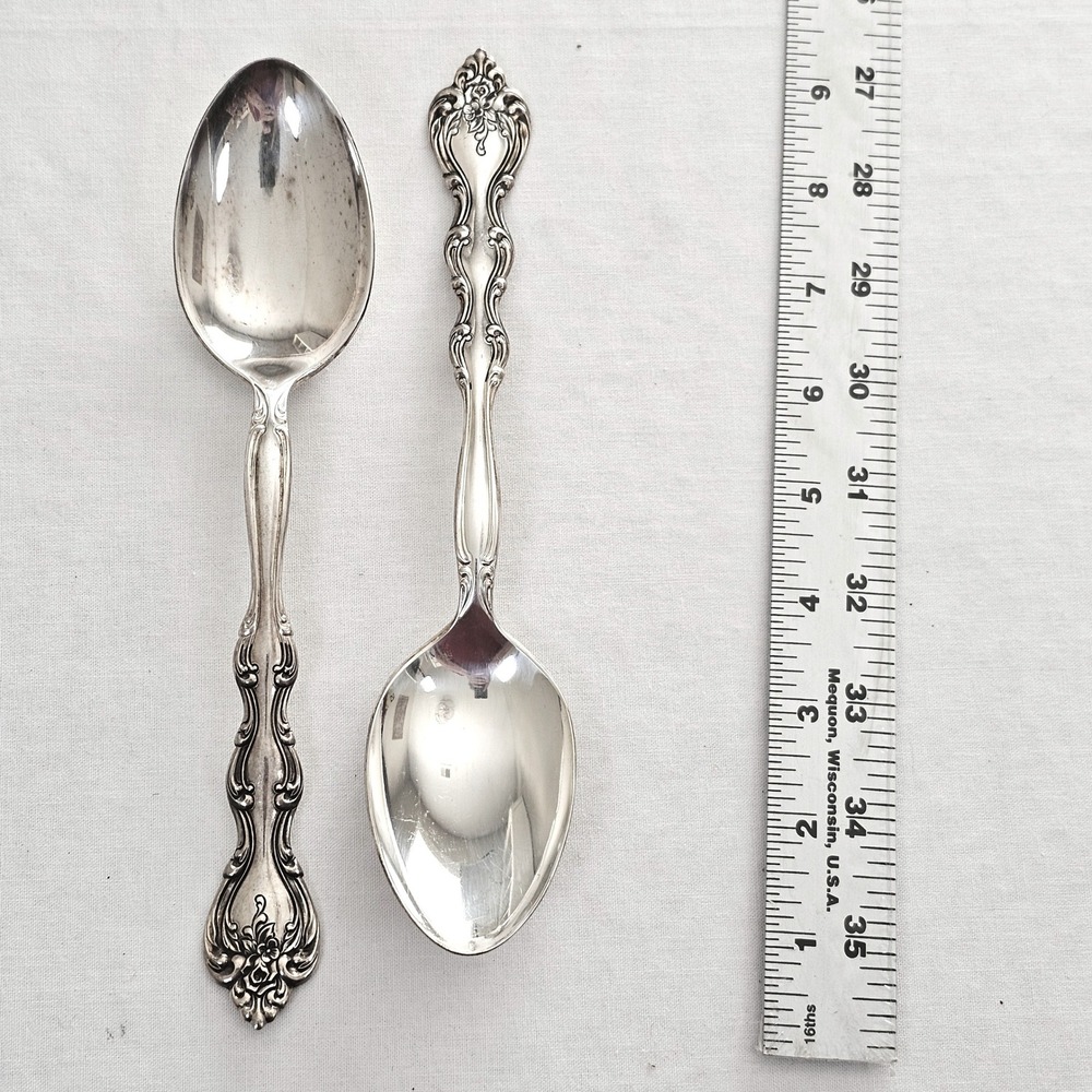 International Silverplate Set of 2 9"Serving Spoons Vintage Flatware